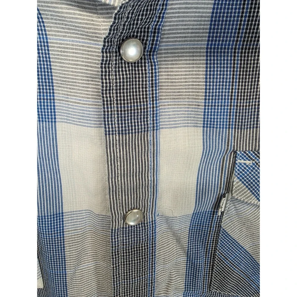 Levi Strauss Mens Blue Plaid Short Sleeve Pearl‎ Snap Western Shirt L 3LYSW5952